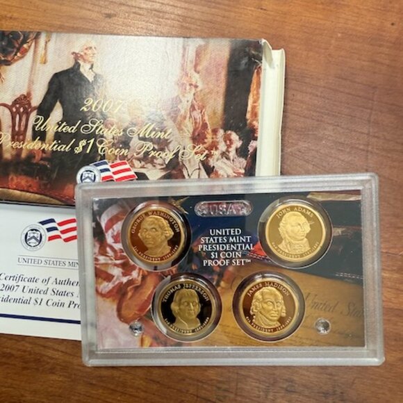 2007 US Mint Presidential $1 Coin Proof Set, 4 coins, Original Official Package - Picture 3 of 6